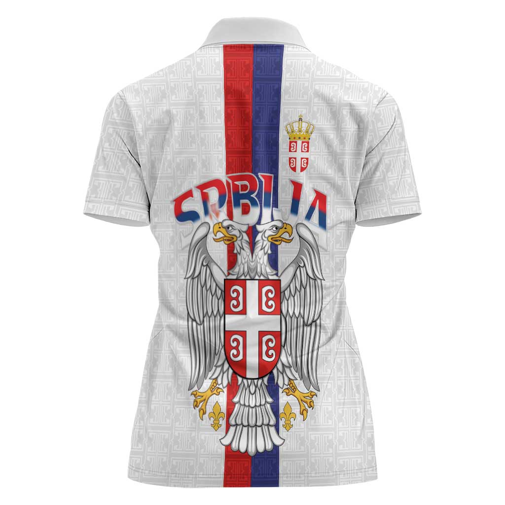 Serbia Coat Of Arms Srbija Eagle Women Polo Shirt Traditional Serbian Heraldic Crest White Double Headed Eagle