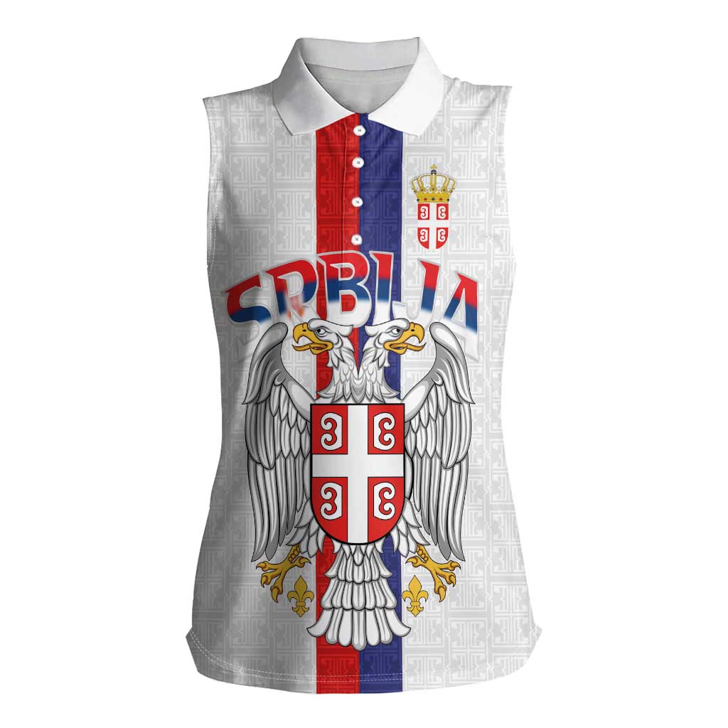 Serbia Coat Of Arms Srbija Eagle Women Sleeveless Polo Shirt Traditional Serbian Heraldic Crest White Double Headed Eagle