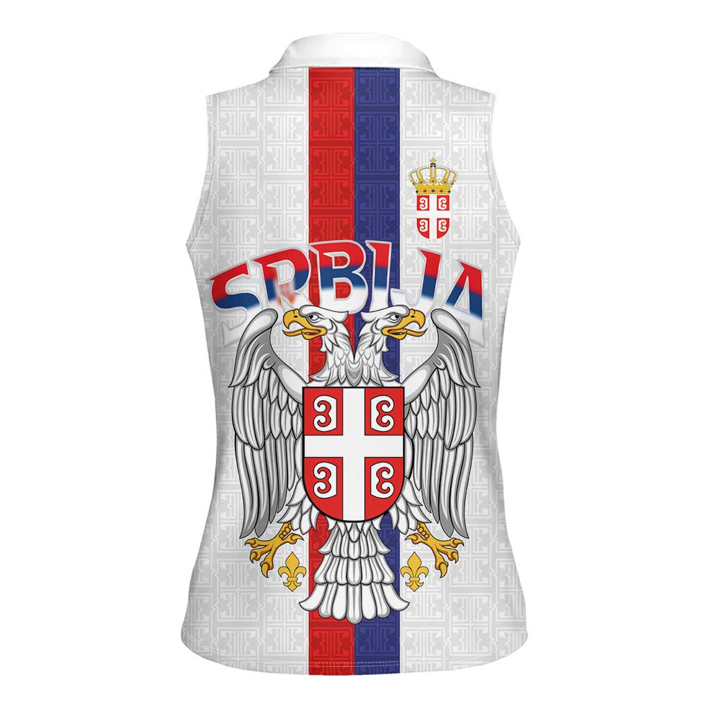 Serbia Coat Of Arms Srbija Eagle Women Sleeveless Polo Shirt Traditional Serbian Heraldic Crest White Double Headed Eagle