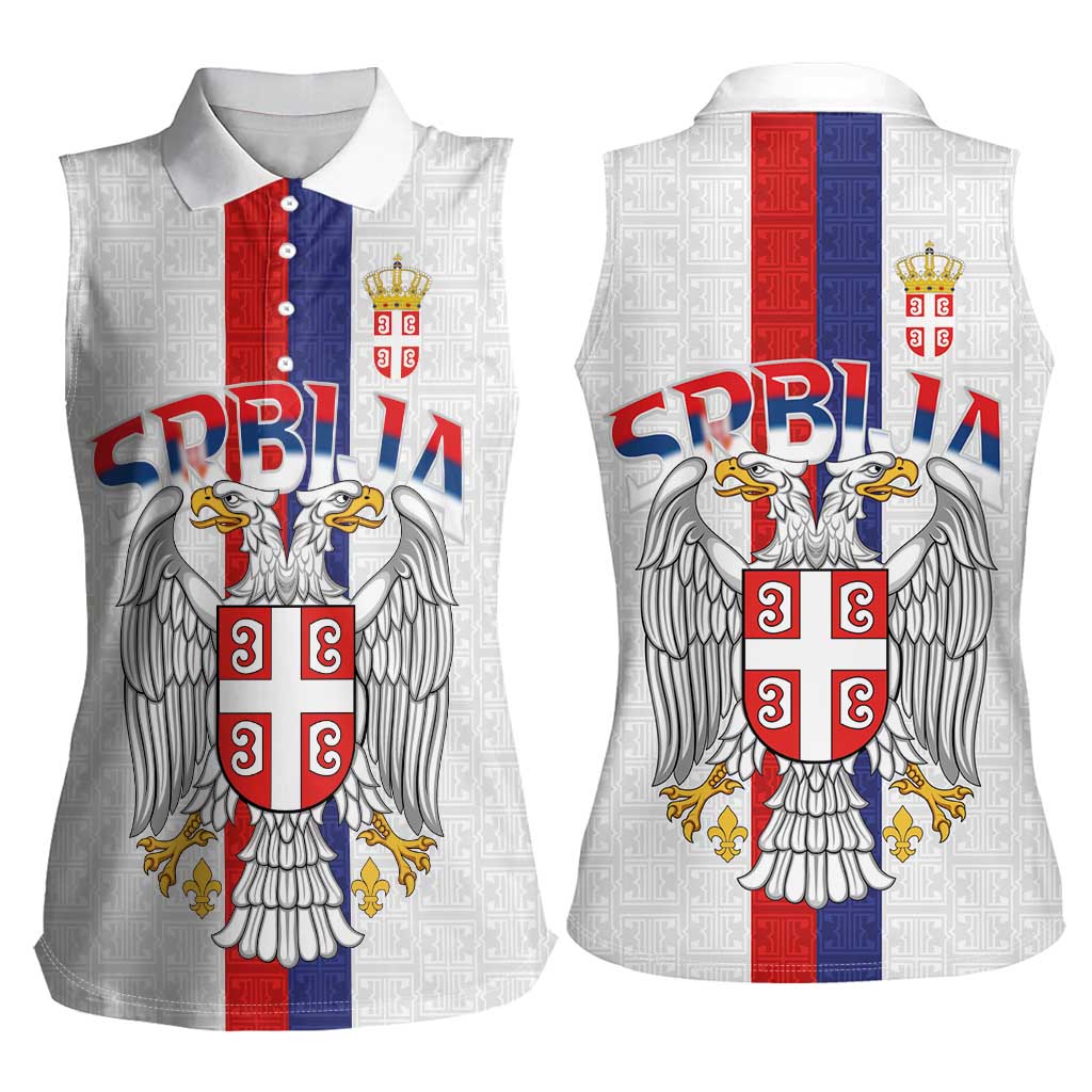 Serbia Coat Of Arms Srbija Eagle Women Sleeveless Polo Shirt Traditional Serbian Heraldic Crest White Double Headed Eagle