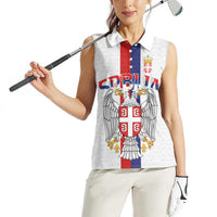 Serbia Coat Of Arms Srbija Eagle Women Sleeveless Polo Shirt Traditional Serbian Heraldic Crest White Double Headed Eagle