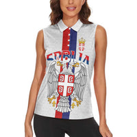 Serbia Coat Of Arms Srbija Eagle Women Sleeveless Polo Shirt Traditional Serbian Heraldic Crest White Double Headed Eagle