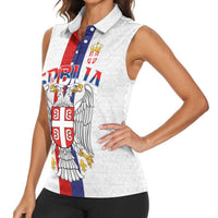 Serbia Coat Of Arms Srbija Eagle Women Sleeveless Polo Shirt Traditional Serbian Heraldic Crest White Double Headed Eagle