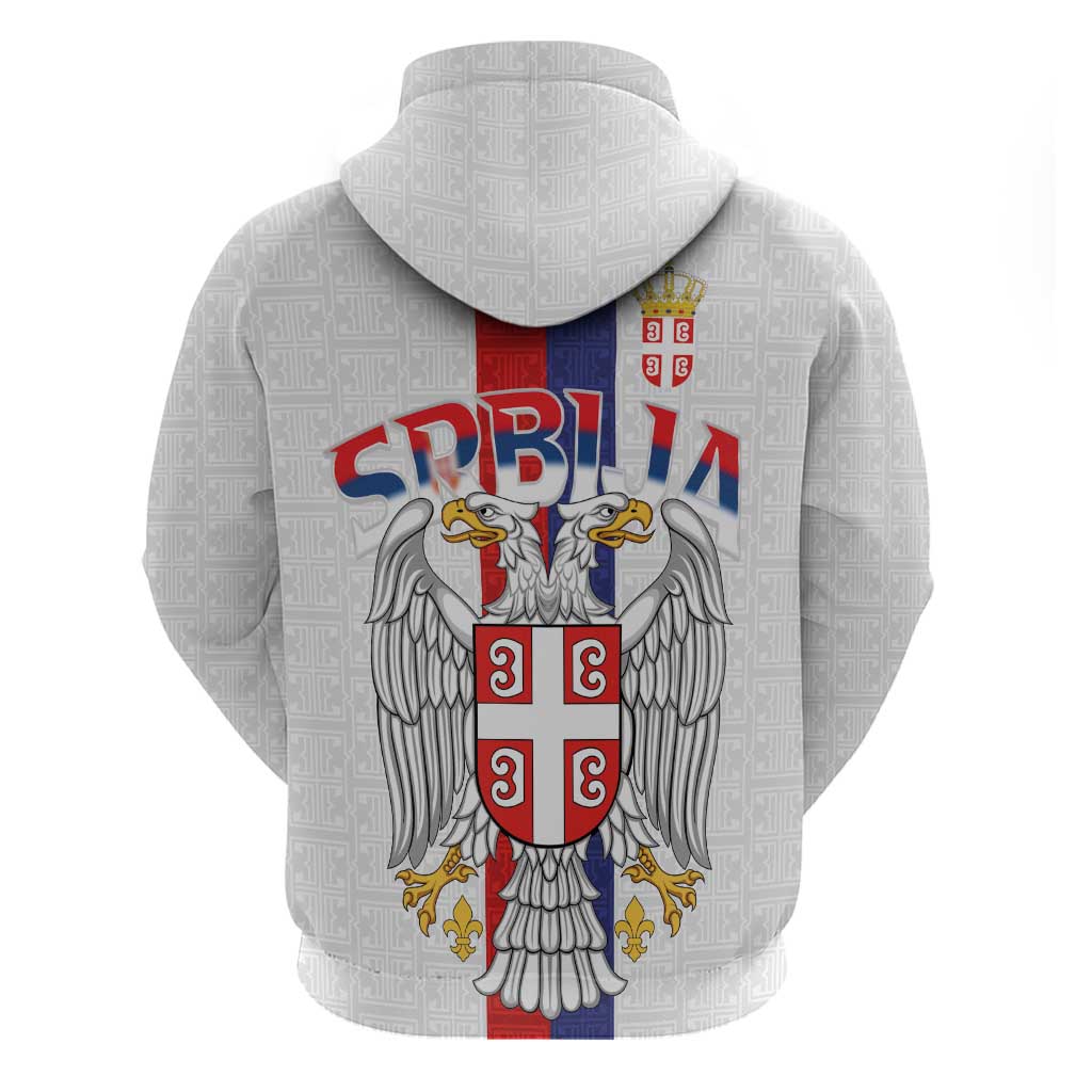 Serbia Coat Of Arms Srbija Eagle Zip Hoodie Traditional Serbian Heraldic Crest White Double Headed Eagle