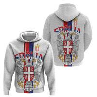 Serbia Coat Of Arms Srbija Eagle Zip Hoodie Traditional Serbian Heraldic Crest White Double Headed Eagle