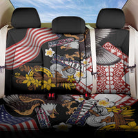 United States and American Samoa Together Back Car Seat Cover Bald Eagle and Polynesian Traditional Culture with Plumeria