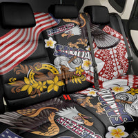 United States and American Samoa Together Back Car Seat Cover Bald Eagle and Polynesian Traditional Culture with Plumeria