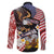 United States and American Samoa Together Family Matching Summer Maxi Dress and Hawaiian Shirt Bald Eagle and Polynesian Traditional Culture with Plumeria
