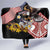 United States and American Samoa Together Hooded Blanket Bald Eagle and Polynesian Traditional Culture with Plumeria