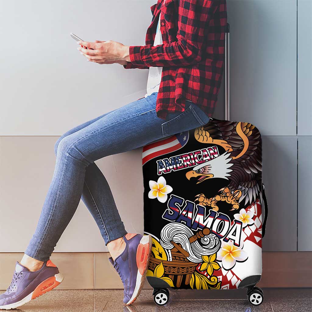 United States and American Samoa Together Luggage Cover Bald Eagle and Polynesian Traditional Culture with Plumeria