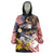 United States and American Samoa Together Wearable Blanket Hoodie Bald Eagle and Polynesian Traditional Culture with Plumeria