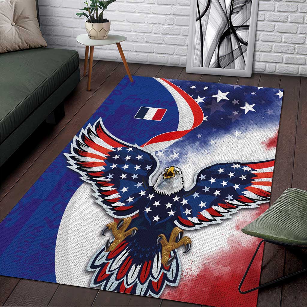 French American Heritage Month Area Rug USA Eagle and France Urban Paris National Flag Style