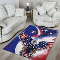 French American Heritage Month Area Rug USA Eagle and France Urban Paris National Flag Style