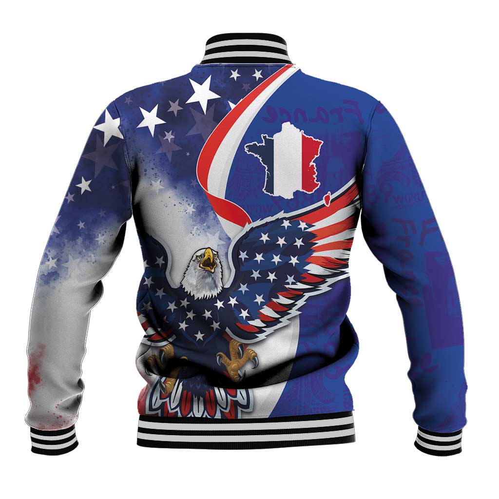 French American Heritage Month Baseball Jacket USA Eagle and France Urban Paris National Flag Style
