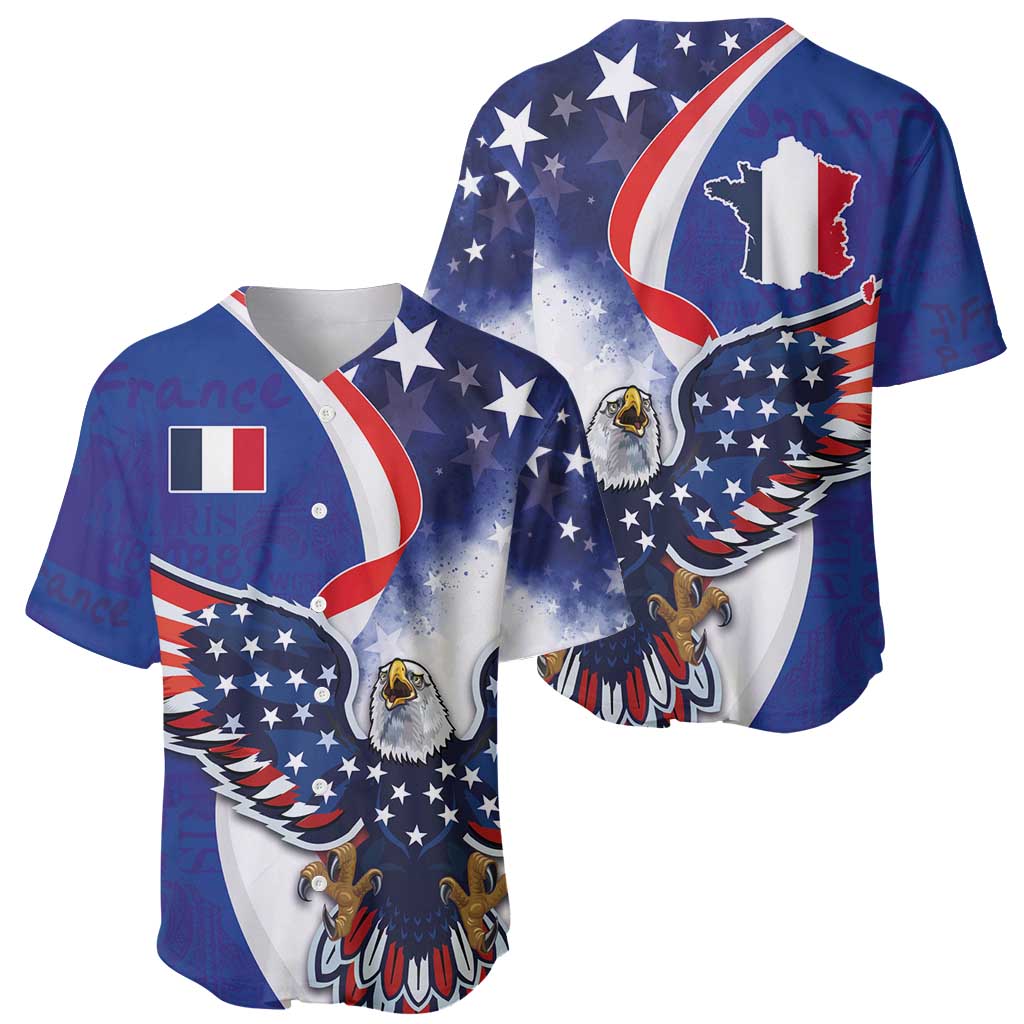 French American Heritage Month Baseball Jersey USA Eagle and France Urban Paris National Flag Style