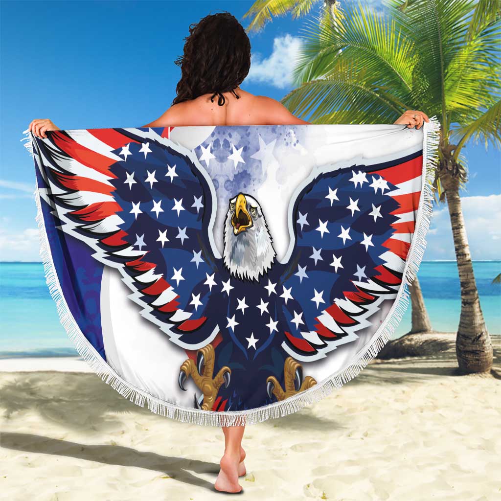 French American Heritage Month Beach Blanket USA Eagle and France Urban Paris National Flag Style