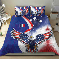 French American Heritage Month Bedding Set USA Eagle and France Urban Paris National Flag Style