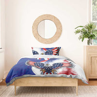 French American Heritage Month Bedding Set USA Eagle and France Urban Paris National Flag Style