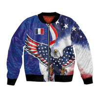 French American Heritage Month Bomber Jacket USA Eagle and France Urban Paris National Flag Style