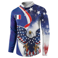 French American Heritage Month Button Sweatshirt USA Eagle and France Urban Paris National Flag Style