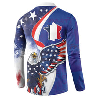 French American Heritage Month Button Sweatshirt USA Eagle and France Urban Paris National Flag Style