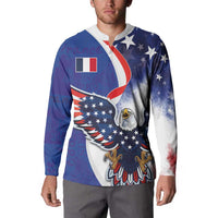 French American Heritage Month Button Sweatshirt USA Eagle and France Urban Paris National Flag Style