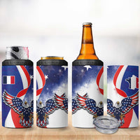 French American Heritage Month 4 in 1 Can Cooler Tumbler USA Eagle and France Urban Paris National Flag Style