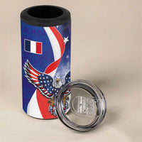 French American Heritage Month 4 in 1 Can Cooler Tumbler USA Eagle and France Urban Paris National Flag Style