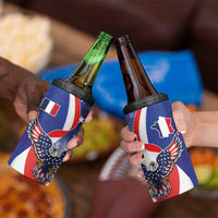 French American Heritage Month 4 in 1 Can Cooler Tumbler USA Eagle and France Urban Paris National Flag Style