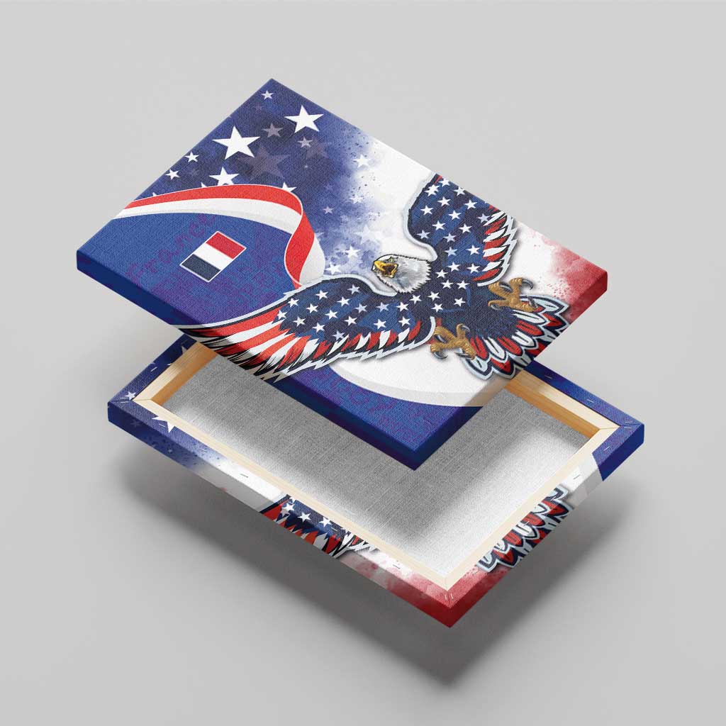 French American Heritage Month Canvas Wall Art USA Eagle and France Urban Paris National Flag Style