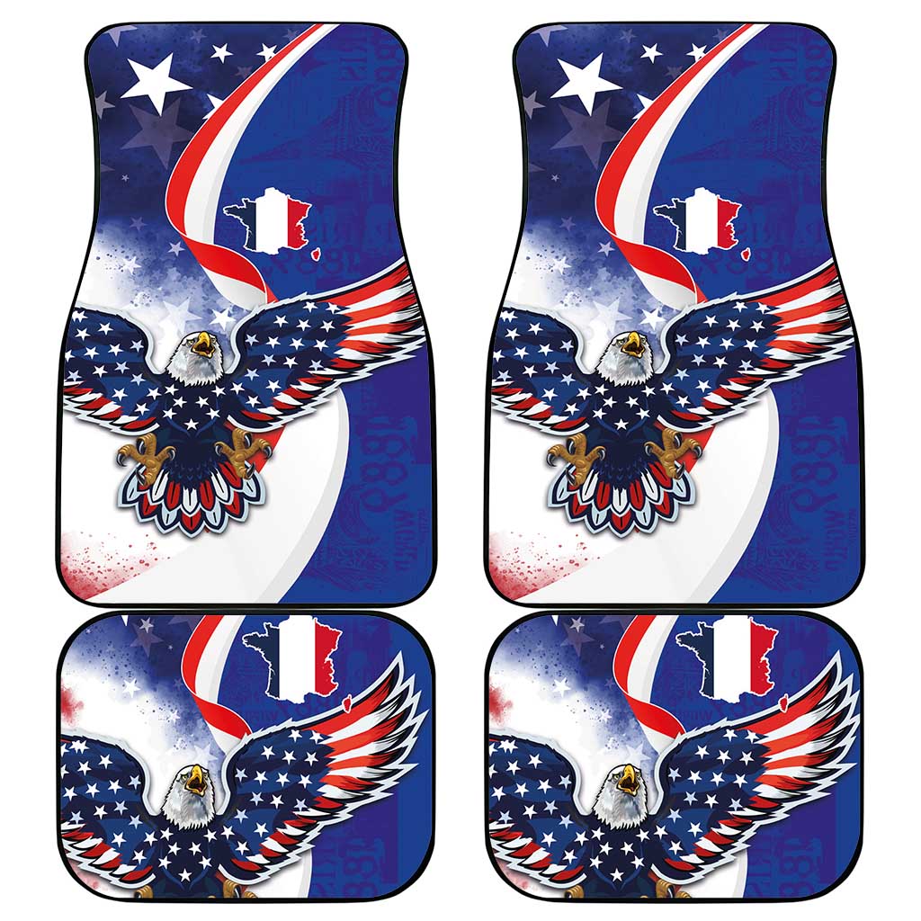 French American Heritage Month Car Mats USA Eagle and France Urban Paris National Flag Style
