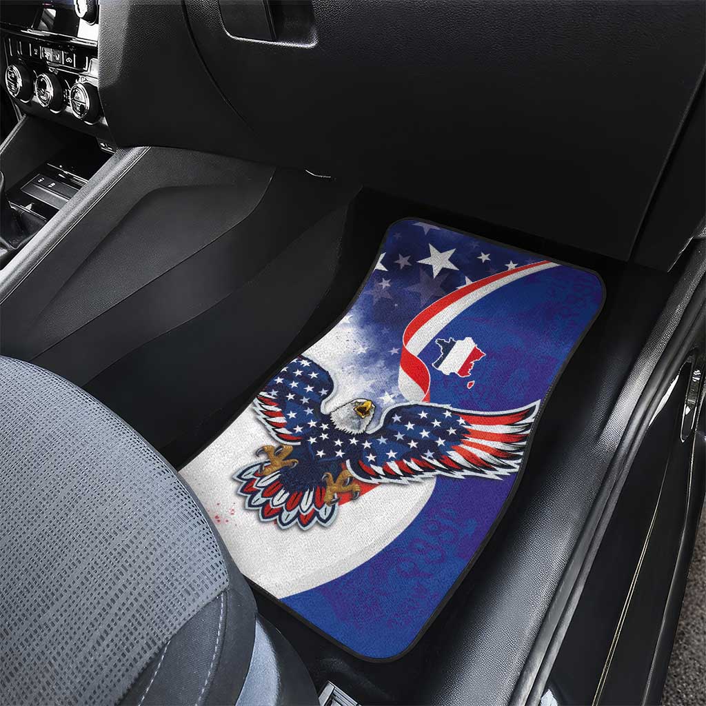 French American Heritage Month Car Mats USA Eagle and France Urban Paris National Flag Style