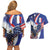French American Heritage Month Couples Matching Off Shoulder Short Dress and Hawaiian Shirt USA Eagle and France Urban Paris National Flag Style