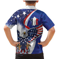 French American Heritage Month Family Matching Mermaid Dress and Hawaiian Shirt USA Eagle and France Urban Paris National Flag Style