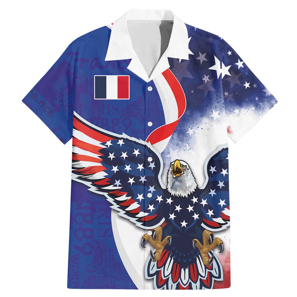 French American Heritage Month Family Matching Mermaid Dress and Hawaiian Shirt USA Eagle and France Urban Paris National Flag Style