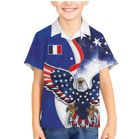 French American Heritage Month Family Matching Mermaid Dress and Hawaiian Shirt USA Eagle and France Urban Paris National Flag Style