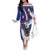 French American Heritage Month Family Matching Off The Shoulder Long Sleeve Dress and Hawaiian Shirt USA Eagle and France Urban Paris National Flag Style