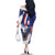 French American Heritage Month Family Matching Off The Shoulder Long Sleeve Dress and Hawaiian Shirt USA Eagle and France Urban Paris National Flag Style