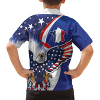 French American Heritage Month Family Matching Puletasi and Hawaiian Shirt USA Eagle and France Urban Paris National Flag Style