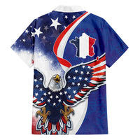 French American Heritage Month Family Matching Puletasi and Hawaiian Shirt USA Eagle and France Urban Paris National Flag Style