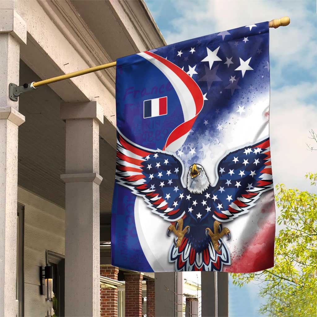 French American Heritage Month Garden Flag USA Eagle and France Urban Paris National Flag Style