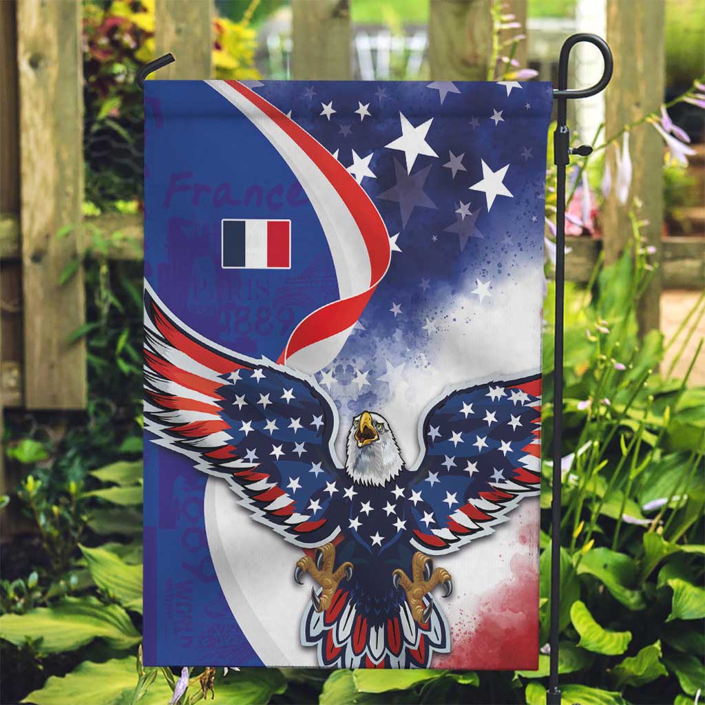 French American Heritage Month Garden Flag USA Eagle and France Urban Paris National Flag Style