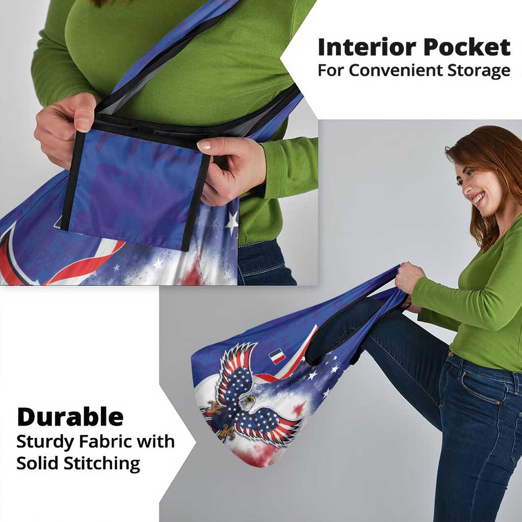 French American Heritage Month Grocery Bag USA Eagle and France Urban Paris National Flag Style