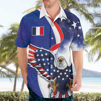 French American Heritage Month Hawaiian Shirt USA Eagle and France Urban Paris National Flag Style