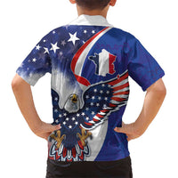 French American Heritage Month Hawaiian Shirt USA Eagle and France Urban Paris National Flag Style