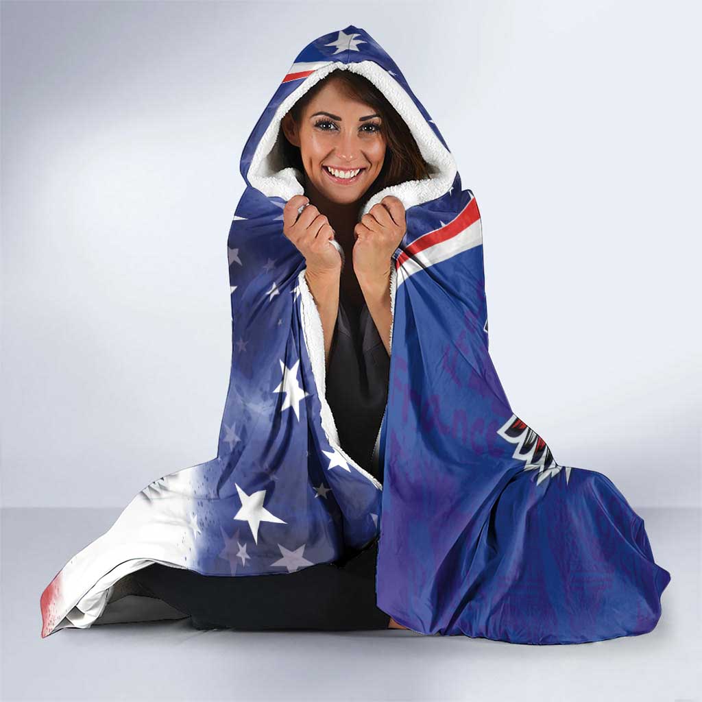 French American Heritage Month Hooded Blanket USA Eagle and France Urban Paris National Flag Style