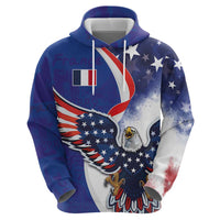 French American Heritage Month Hoodie USA Eagle and France Urban Paris National Flag Style