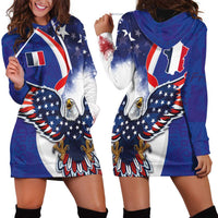 French American Heritage Month Hoodie Dress USA Eagle and France Urban Paris National Flag Style