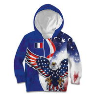 French American Heritage Month Kid Hoodie USA Eagle and France Urban Paris National Flag Style