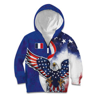 French American Heritage Month Kid Hoodie USA Eagle and France Urban Paris National Flag Style